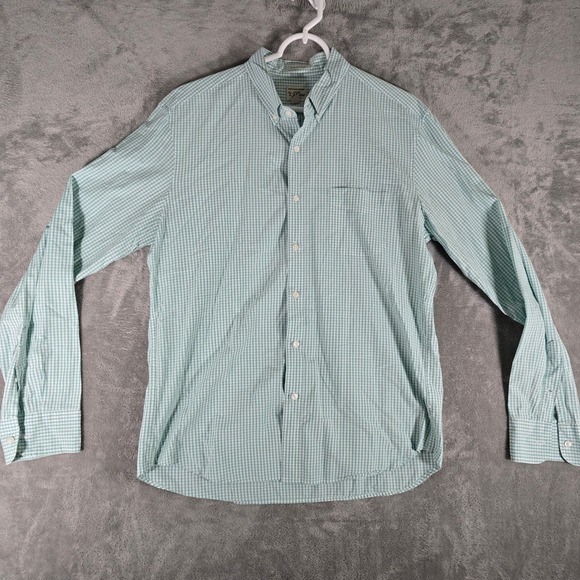 J. Crew Slim Untucked Stretch Gingham Button Down Shirt‎ Mint Green Large - Picture 2 of 8